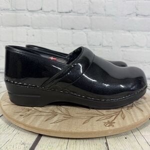 Sanita Acasia Clogs Women Size 11.5-12 US 42 EU Black Patent Comfort Nurse Shoe